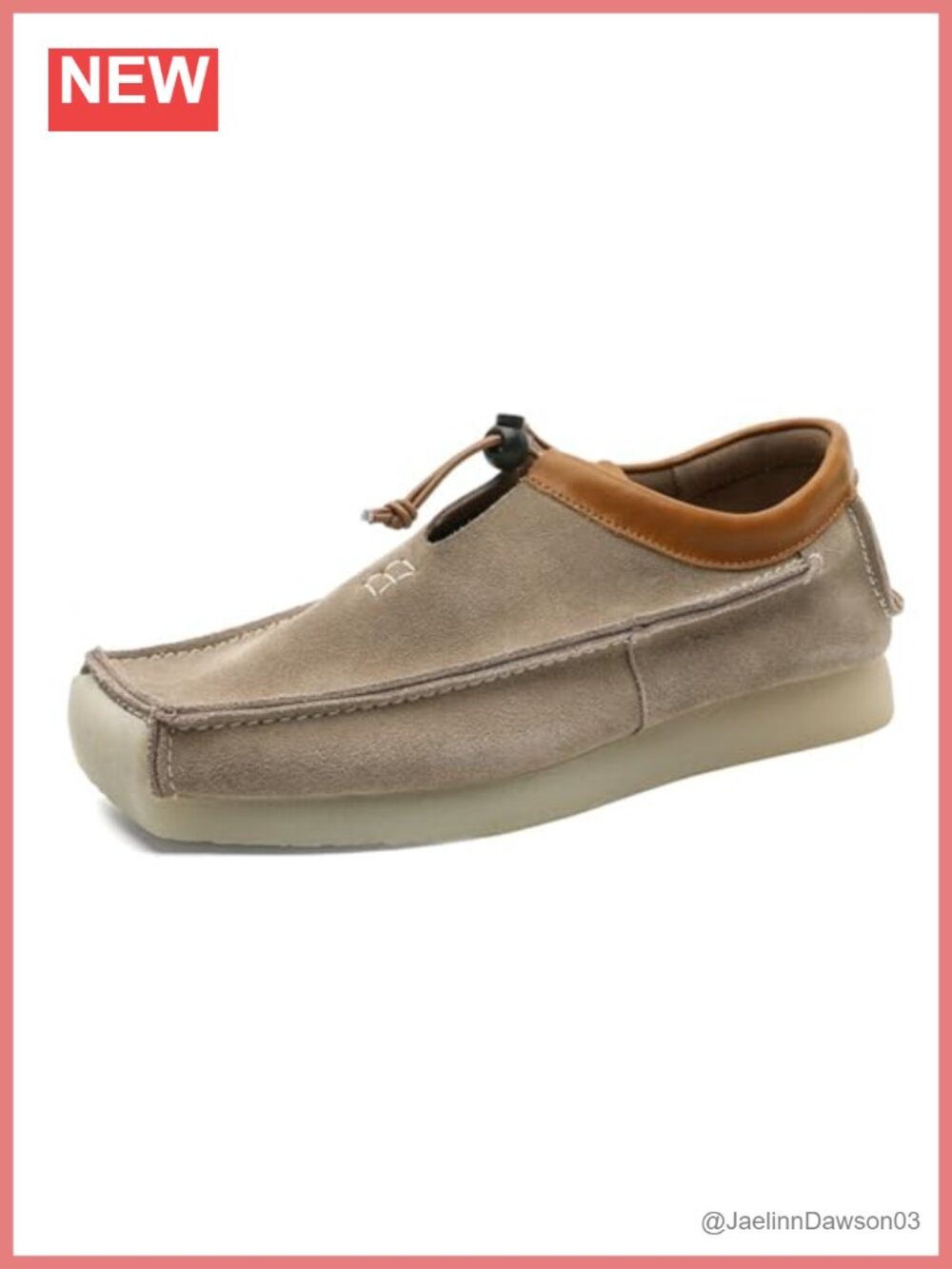 Suede Leather Slip-on Loafers with Elastic Band Square-Toed Platform Casual